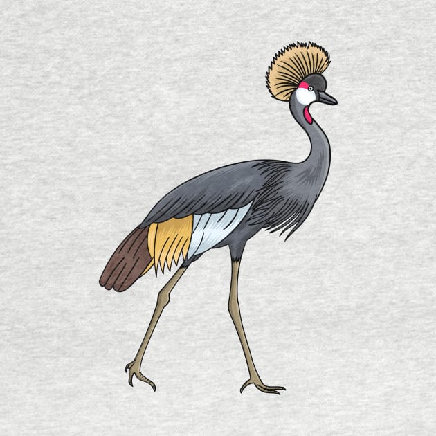 Grey crowned crane cartoon illustration by Cartoons of fun